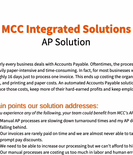 MCC Integrated Solutions- AP Solutions